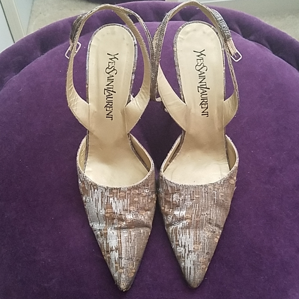 [Yves Saint Laurent] Metallic Brocade Pumps